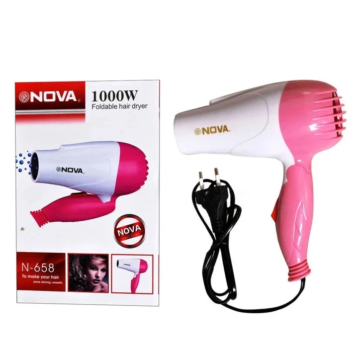 Nova New NV 1290 Folding Hair Dryer Pink and White