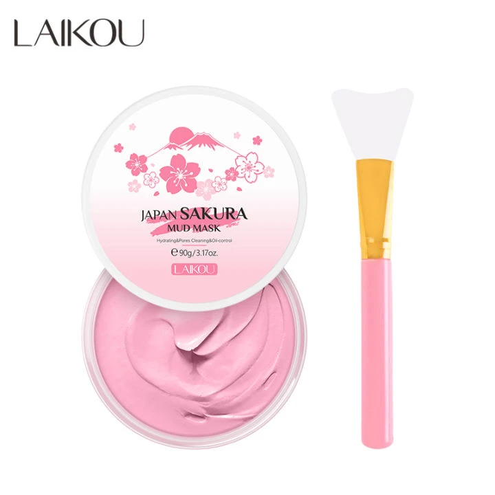 LAIKOU Sakura Mud Mask 90gm + Facial Mask Brush (pink)
